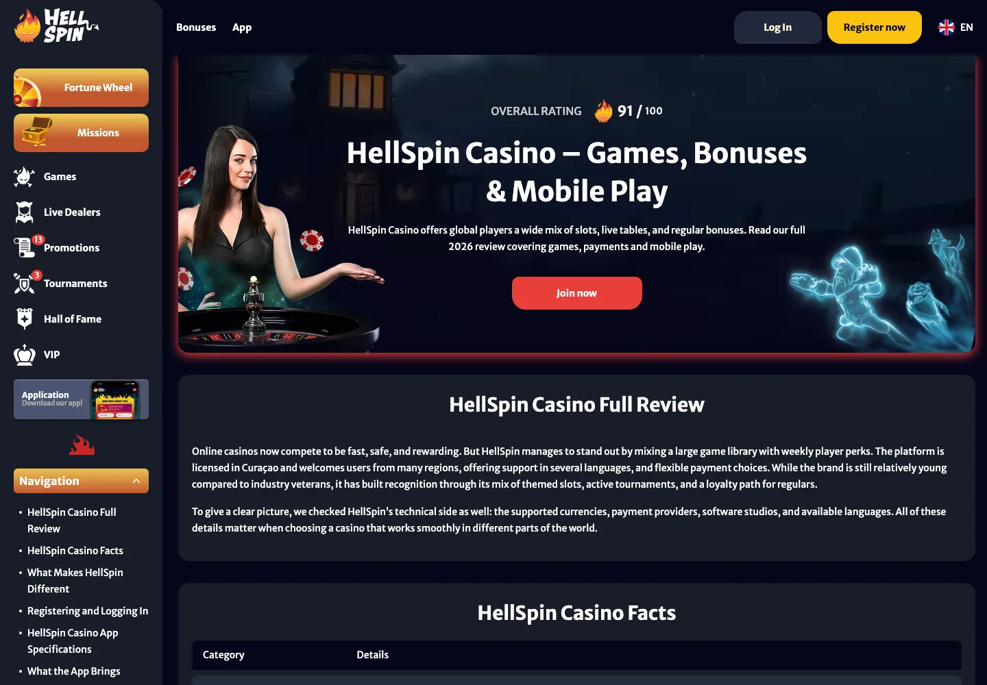 HellSpin casino website screenshot