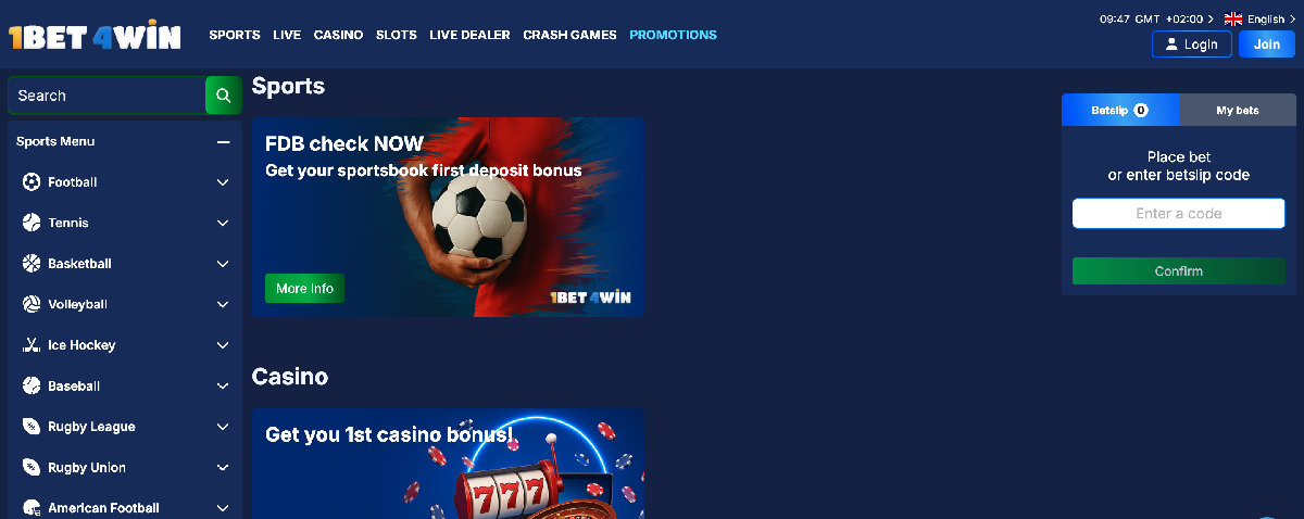 1bet4win welcome bonus