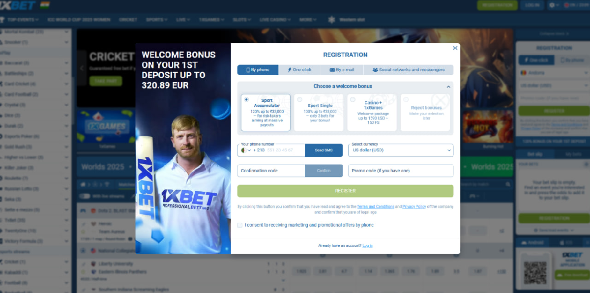1xBet welcome bonus