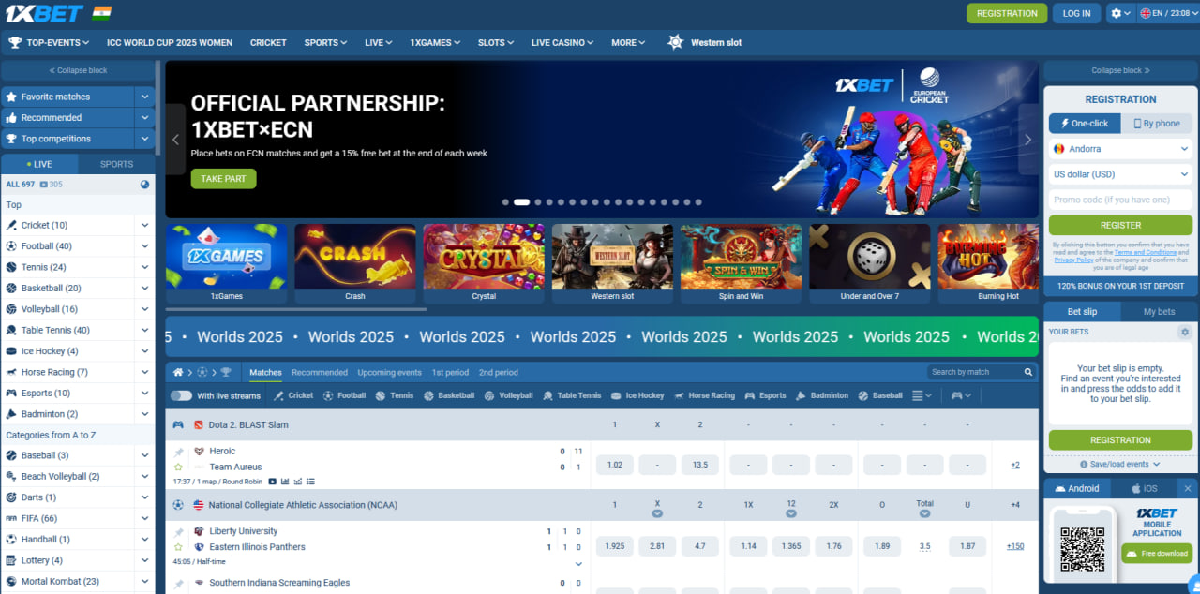 1xBet games and software lobby