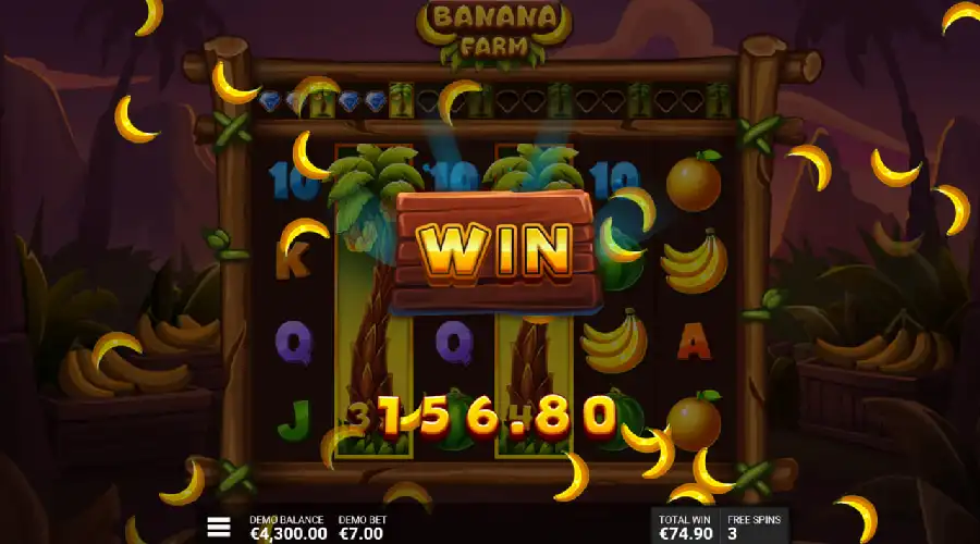 Bonuses in Banana Farm slot