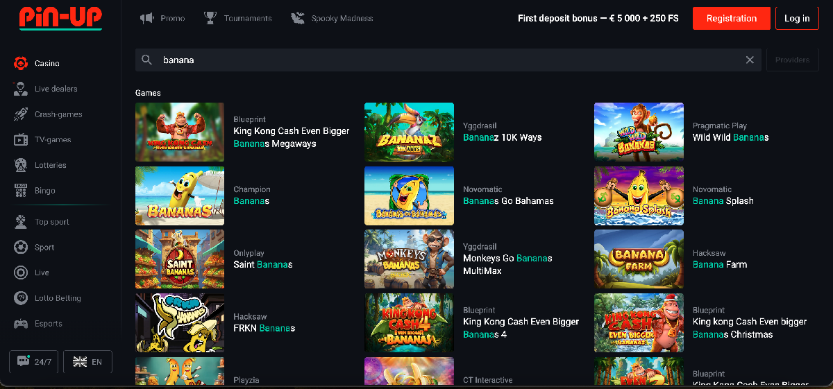 Pin Up Banana Farm slot main screen with tropical symbols Pin Up Banana Farm slot main screen with tropical symbols